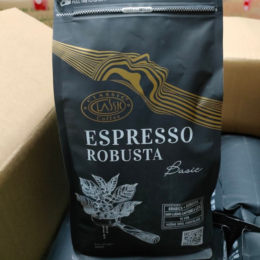 Cà phê hạt pha máy Classic Robusta Basic 500g-3